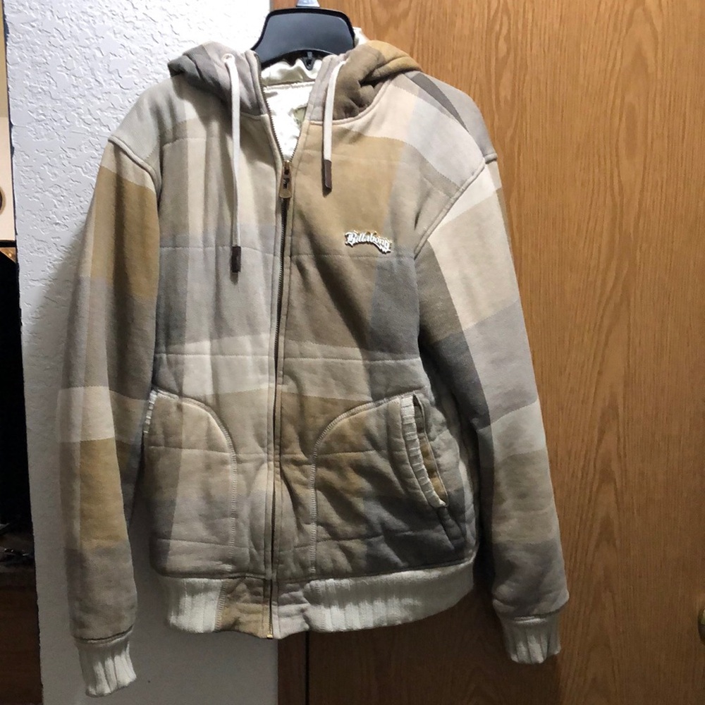 Plaid Billabong Hooded Jacket with Embroidered Logo